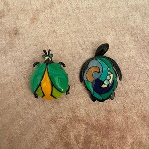 Lot of Eisenberg Enamel Brooches - Turtle and Beetle